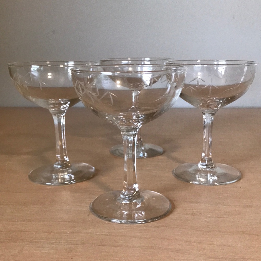 Vintage Decorative Bamboo Cocktail Glassware (Set of 4)